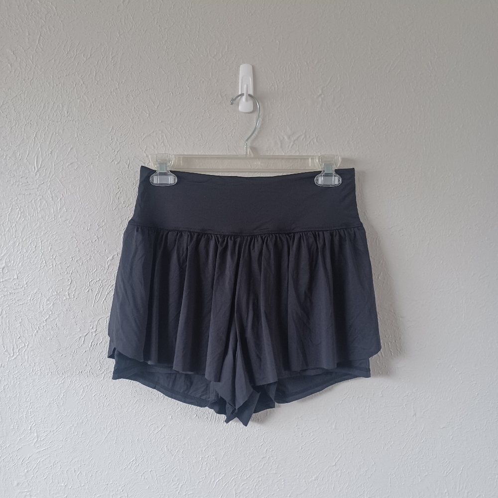 Soothfeel Black Flowy Activewear Spandex Shorts Women's S